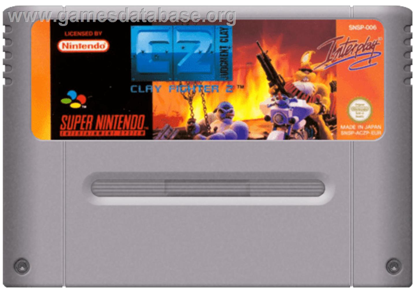 Clay Fighter 2: Judgement Clay - Nintendo SNES - Artwork - Cartridge