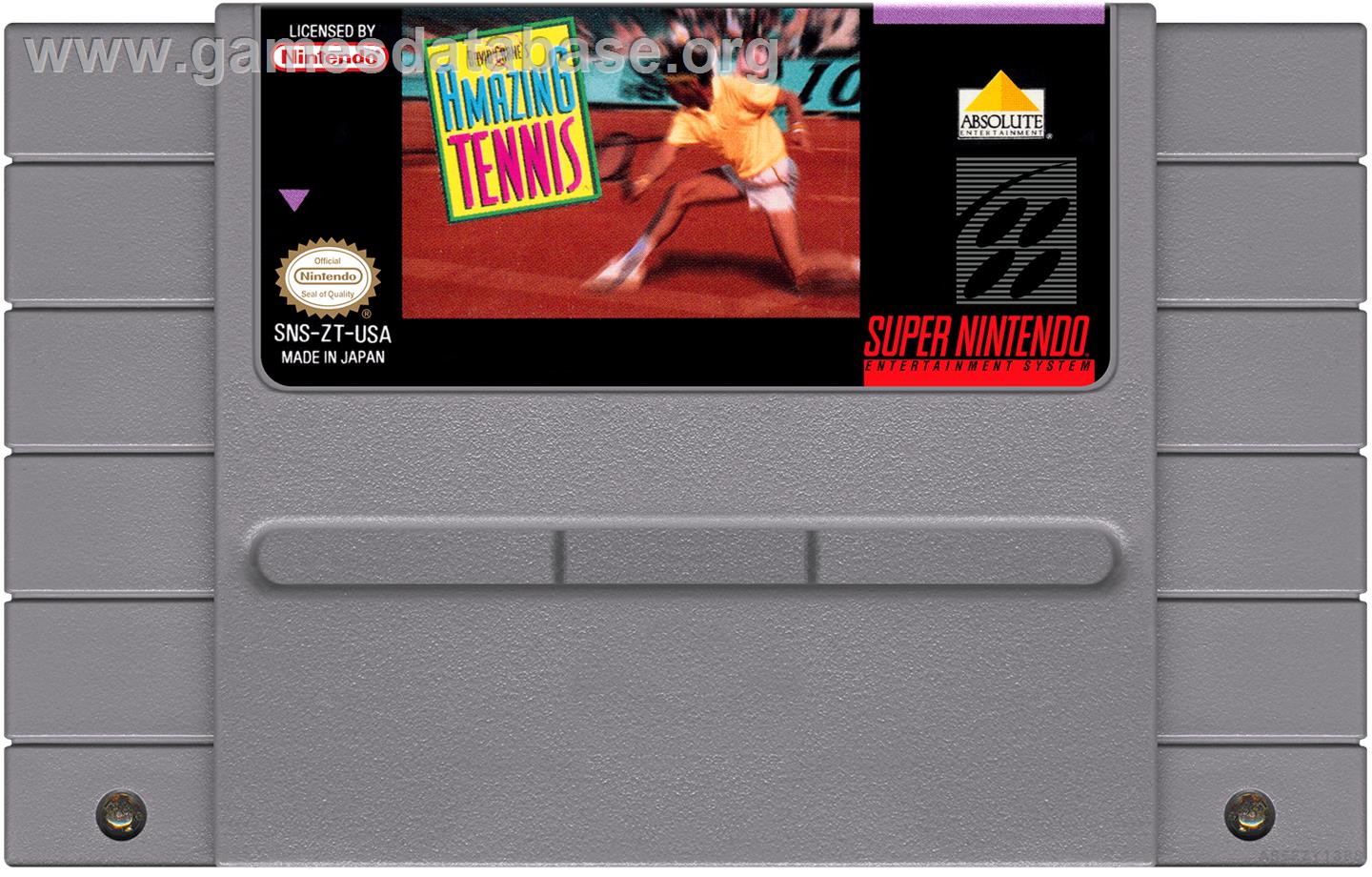 David Crane's Amazing Tennis - Nintendo SNES - Artwork - Cartridge