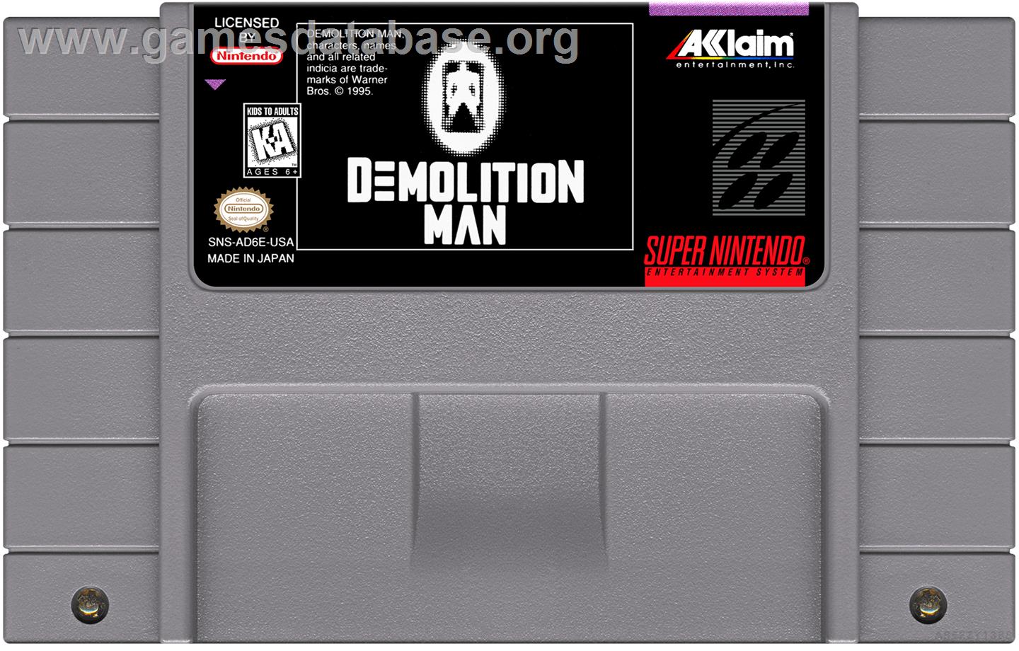 Demolition Man - Nintendo SNES - Artwork - Cartridge