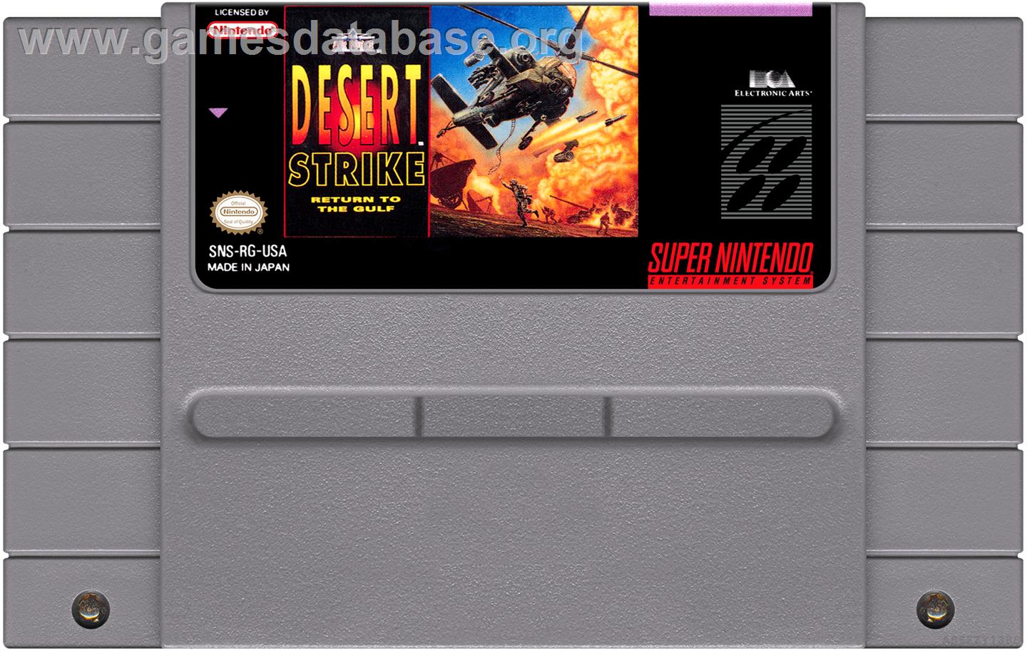 Desert Strike - Return To The Gulf - Nintendo SNES - Artwork - Cartridge