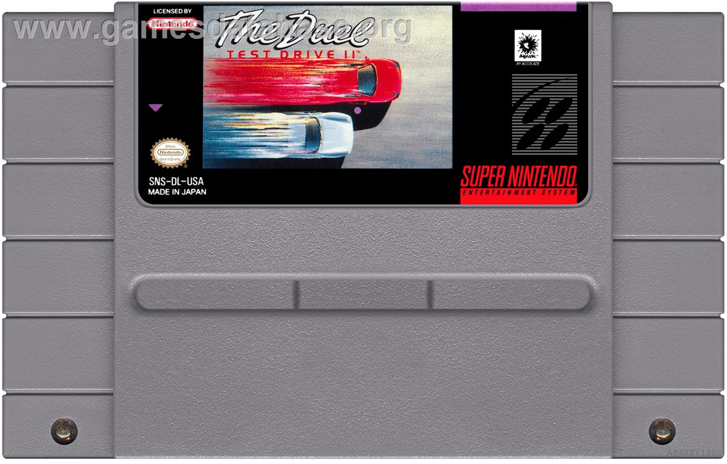 Duel, The - Test Drive 2 - Nintendo SNES - Artwork - Cartridge