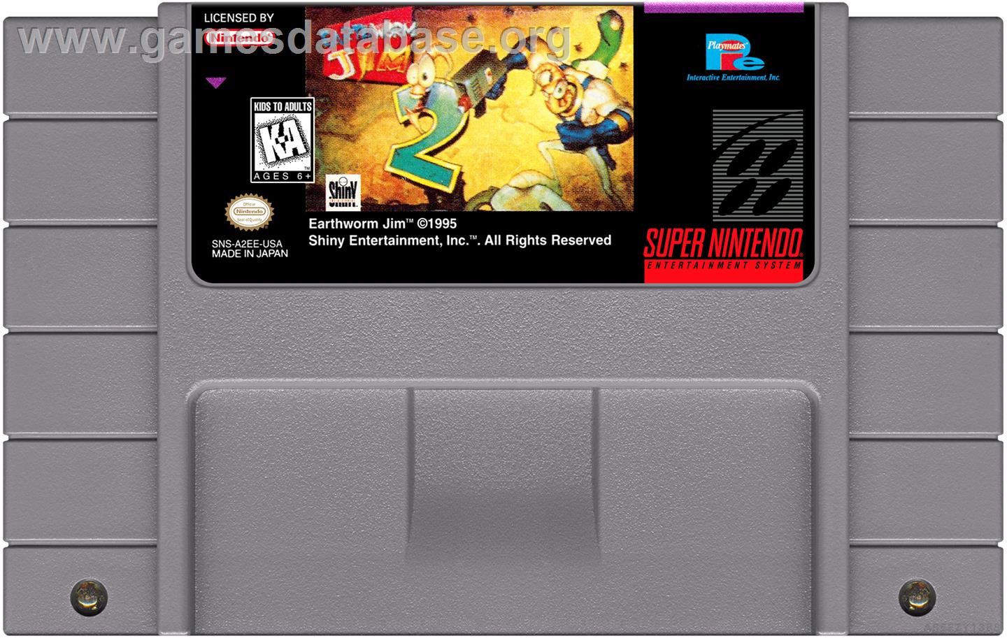 Earthworm Jim 2 - Nintendo SNES - Artwork - Cartridge