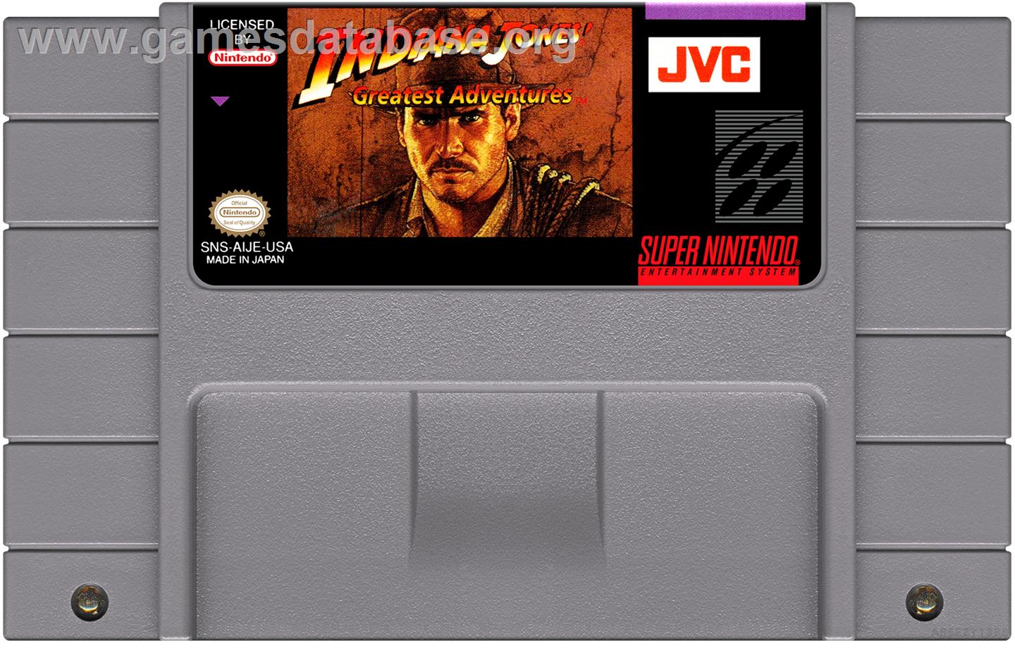 Indiana Jones' Greatest Adventures - Nintendo SNES - Artwork - Cartridge