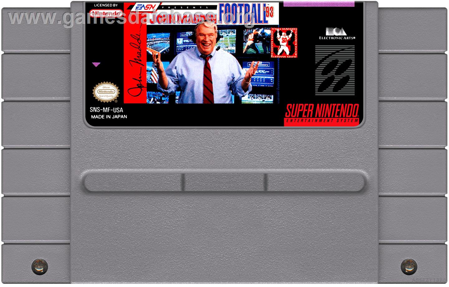 John Madden Football '93 - Nintendo SNES - Artwork - Cartridge