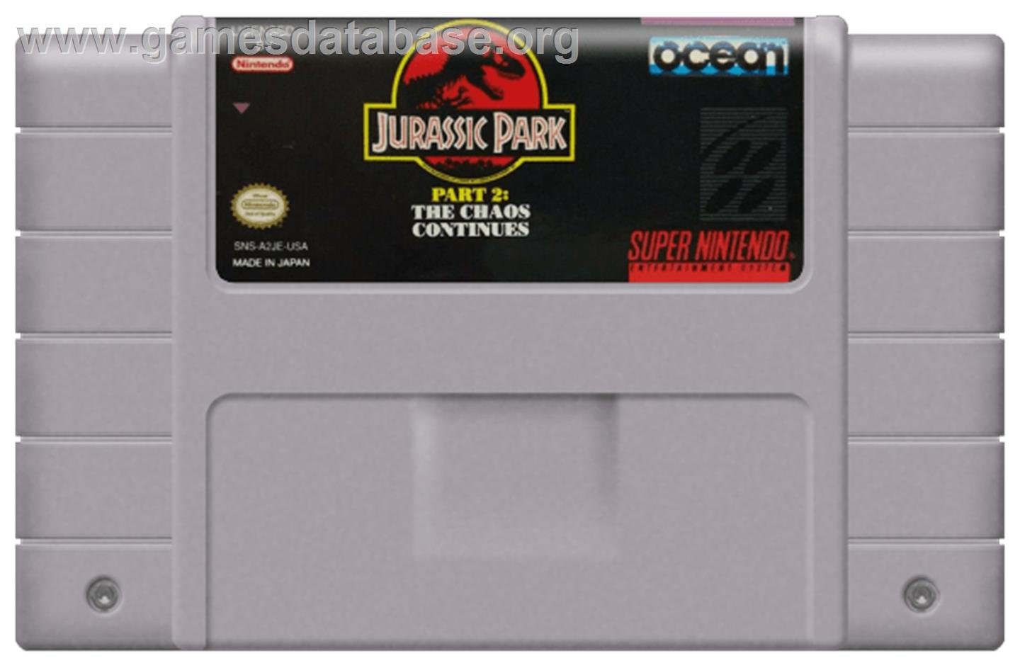 Jurassic Park Part 2: The Chaos Continues - Nintendo SNES - Artwork - Cartridge