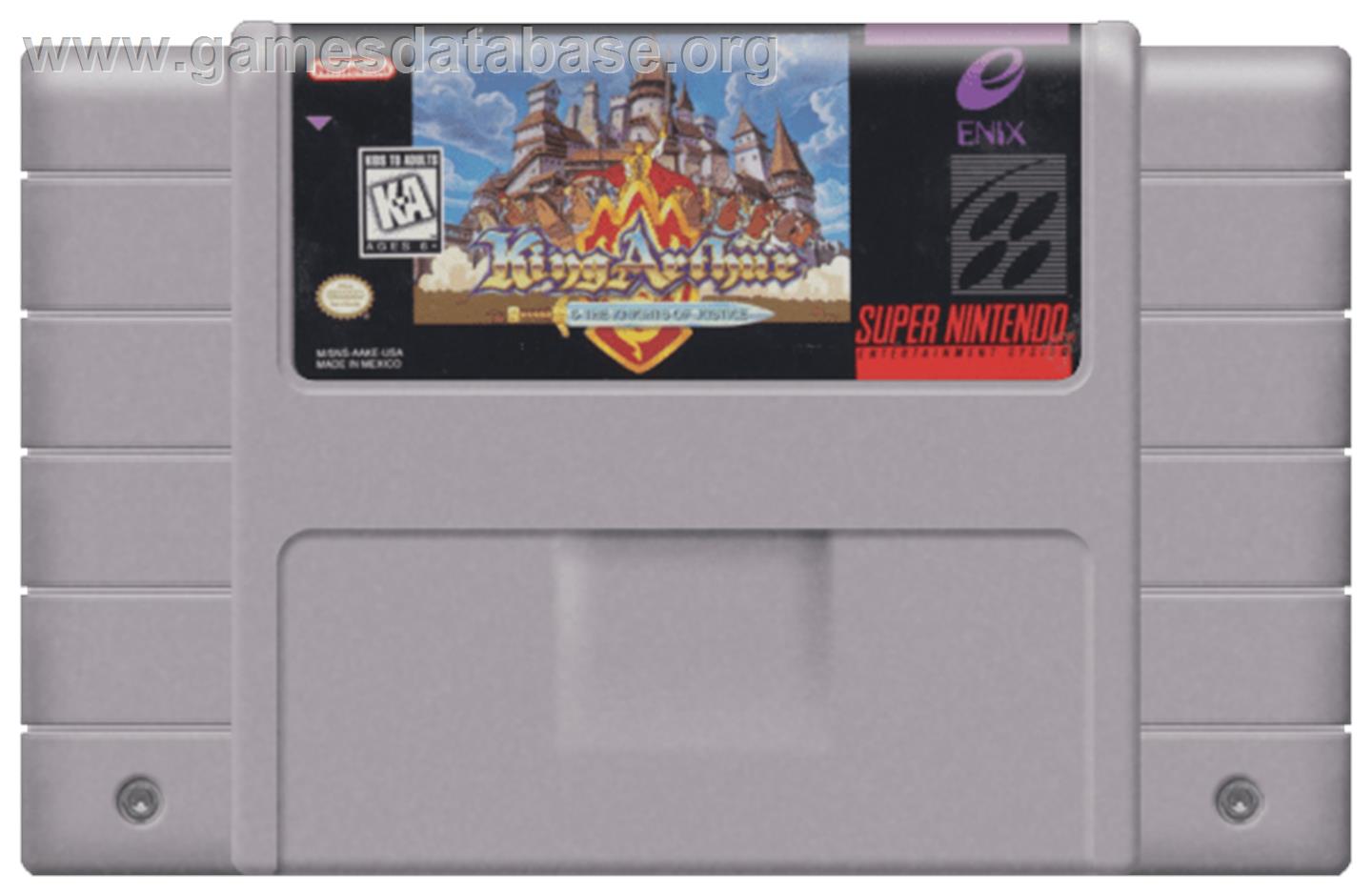 King Arthur & the Knights of Justice - Nintendo SNES - Artwork - Cartridge