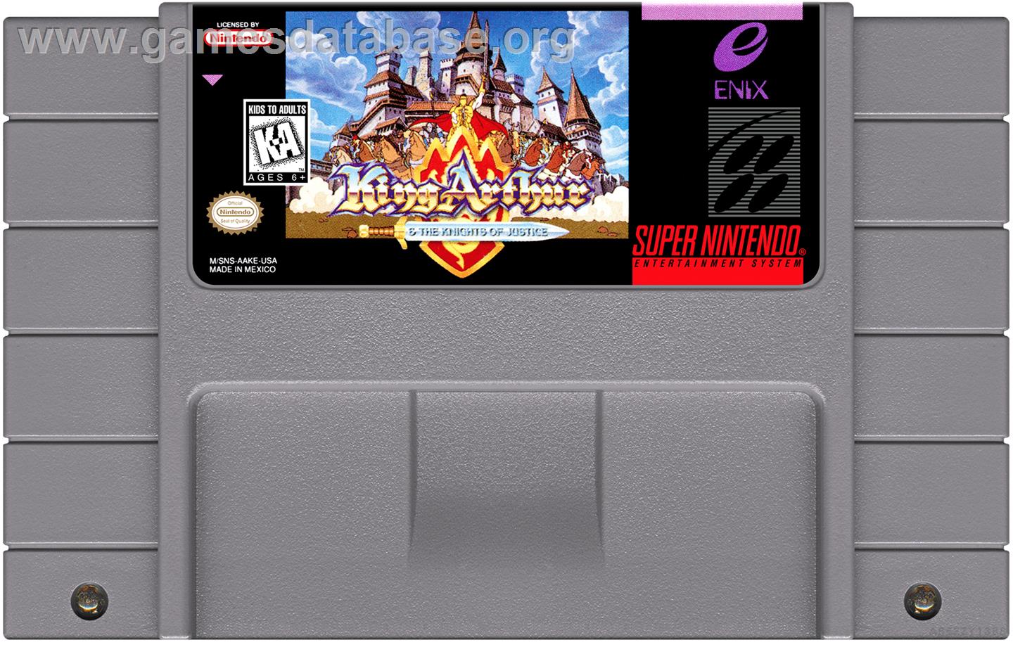 King Arthur And The Knights Of Justice - Nintendo SNES - Artwork - Cartridge