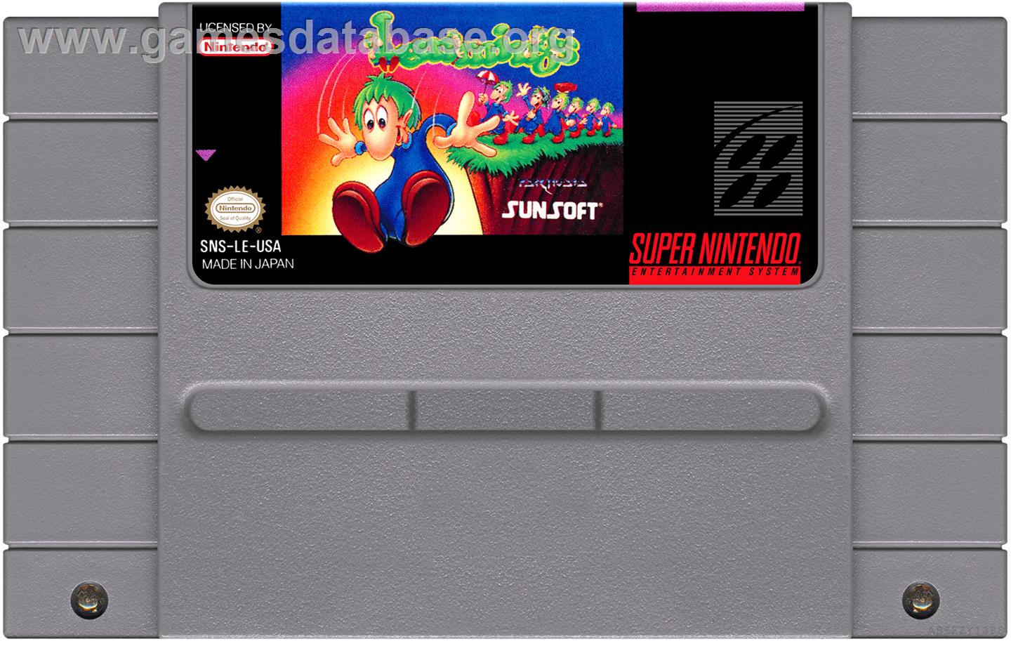 Lemmings - Nintendo SNES - Artwork - Cartridge