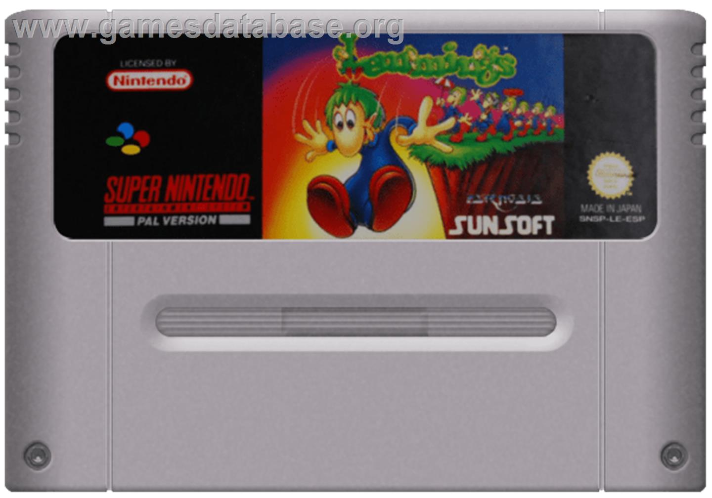 Lemmings - Nintendo SNES - Artwork - Cartridge