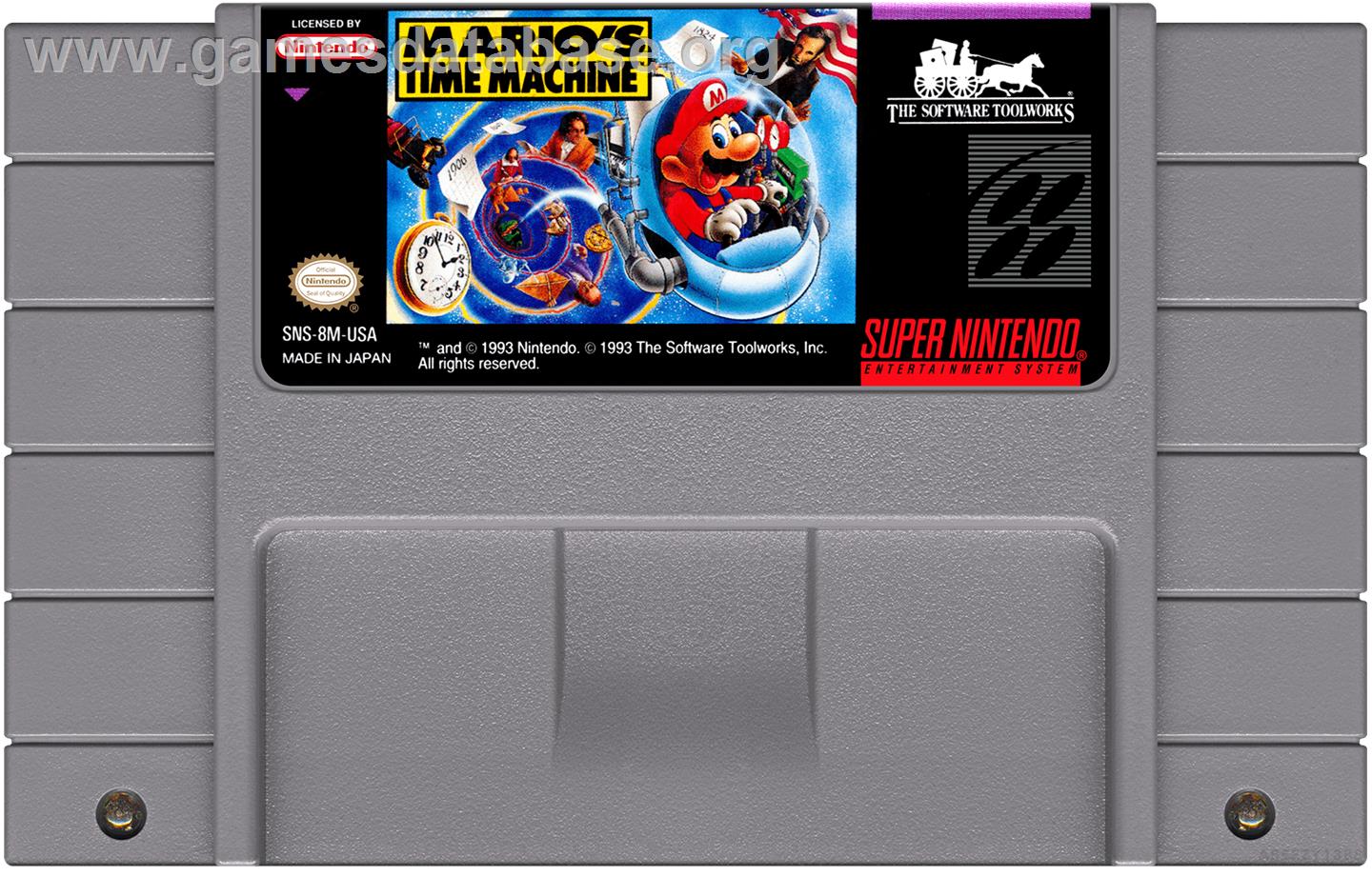 Mario's Time Machine - Nintendo SNES - Artwork - Cartridge