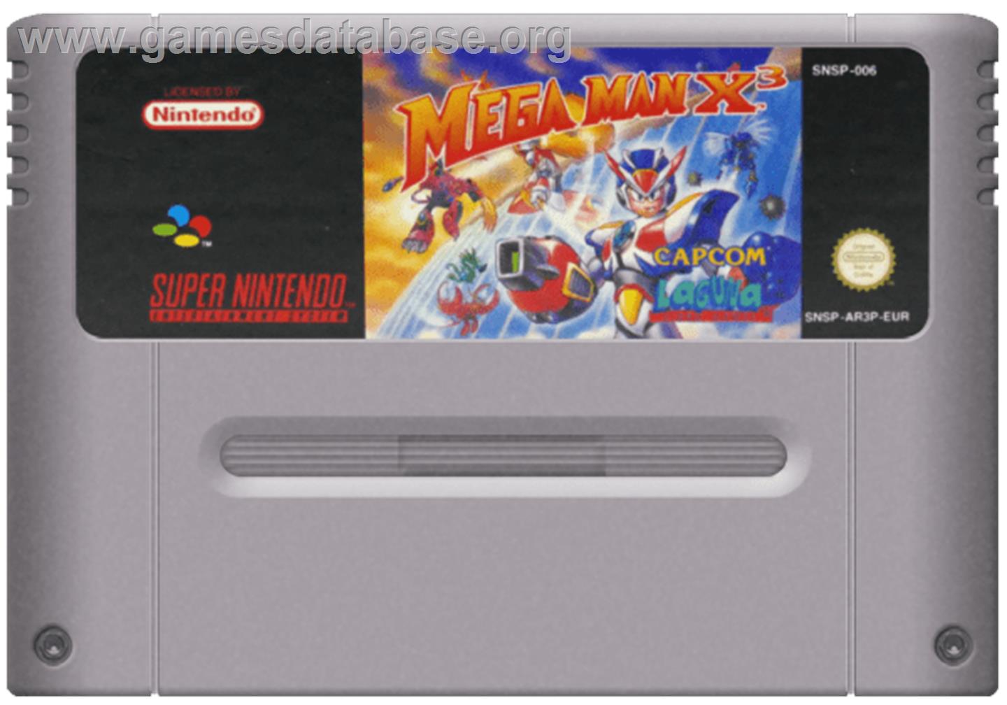 Mega Man X3 - Nintendo SNES - Artwork - Cartridge