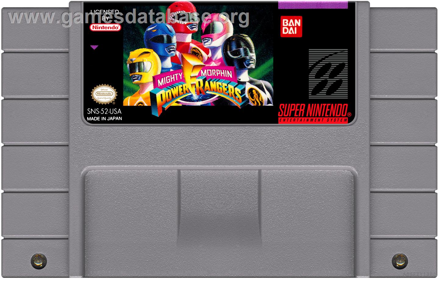 Mighty Morphin Power Rangers - Nintendo SNES - Artwork - Cartridge