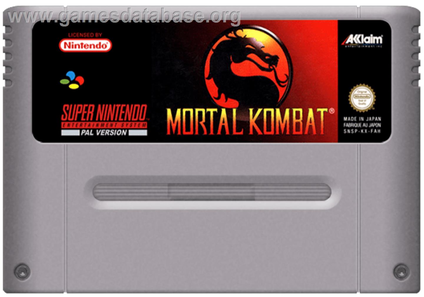 Mortal Kombat - Nintendo SNES - Artwork - Cartridge