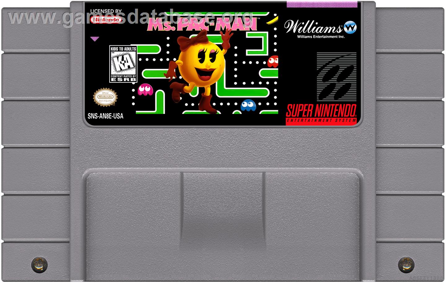 Ms. Pac-man - Nintendo SNES - Artwork - Cartridge