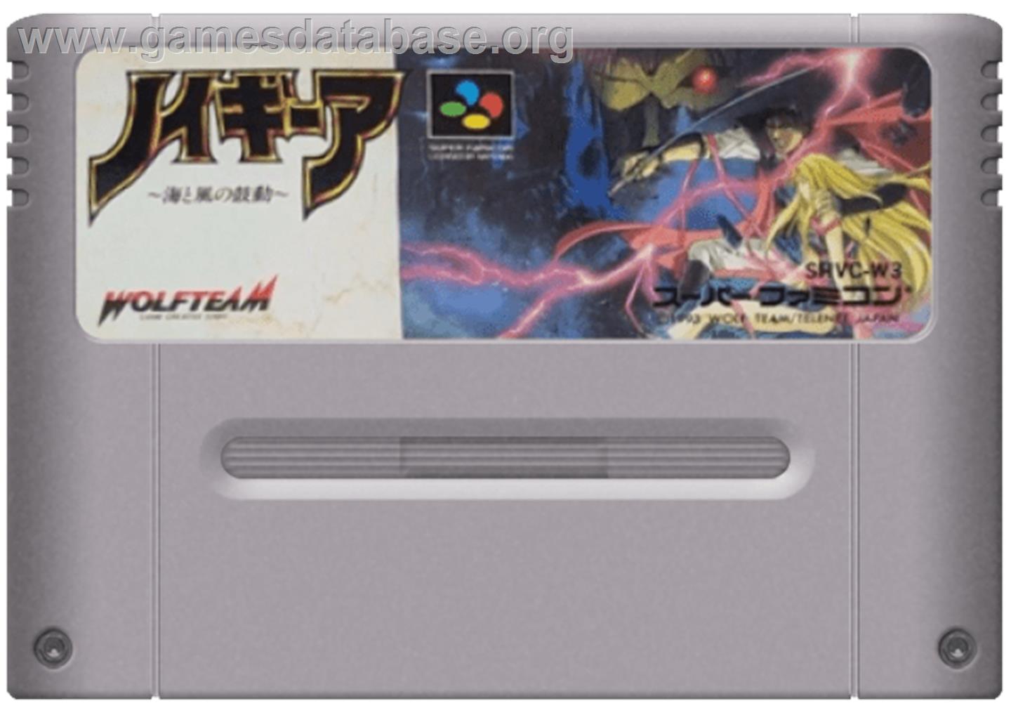 Neugier: Umi to Kaze no Koudou - Nintendo SNES - Artwork - Cartridge