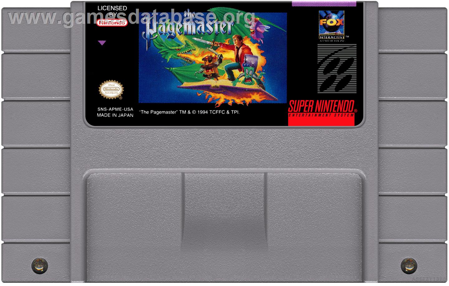 Pagemaster, The - Nintendo SNES - Artwork - Cartridge