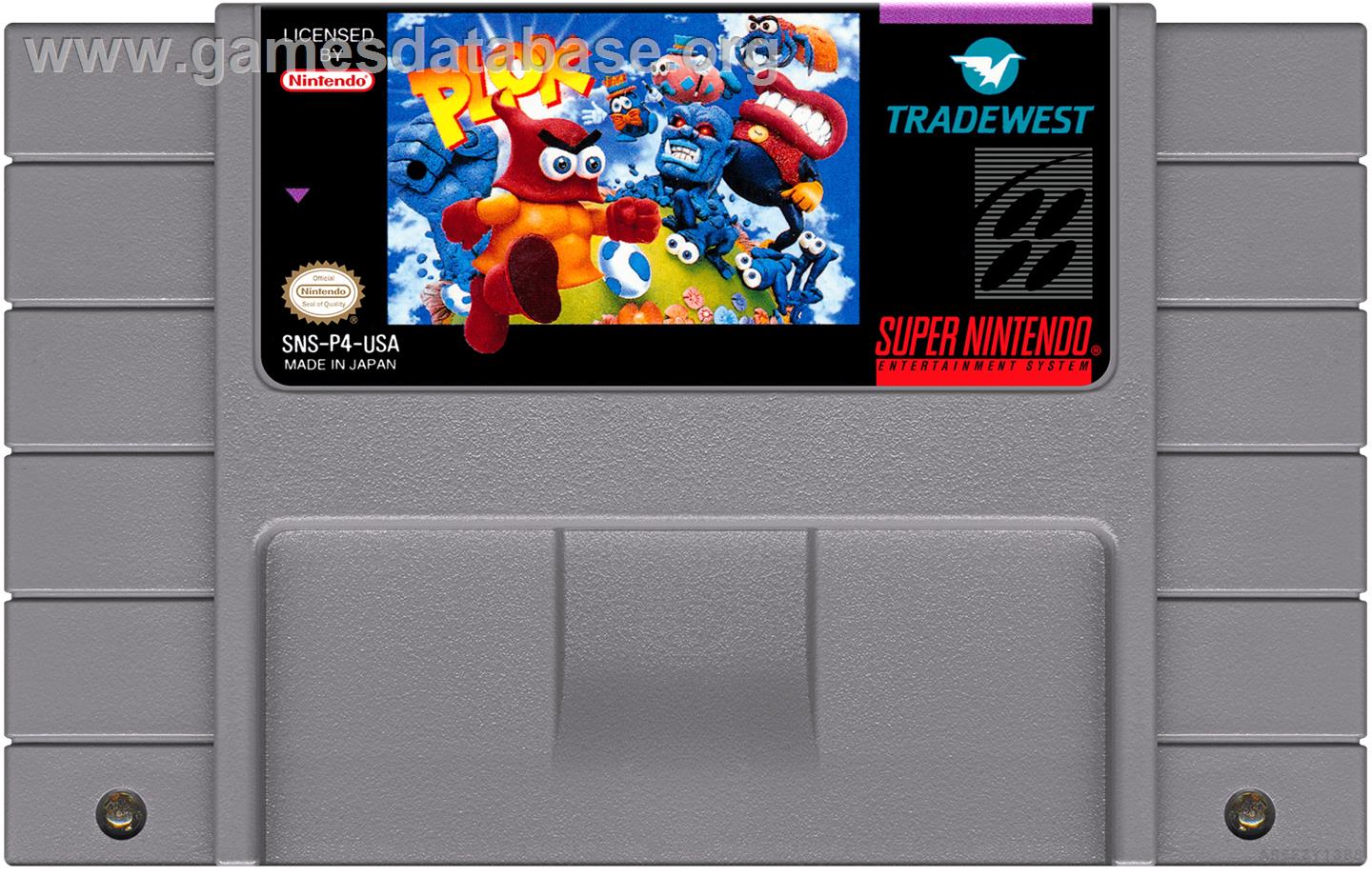 Plok - Nintendo SNES - Artwork - Cartridge
