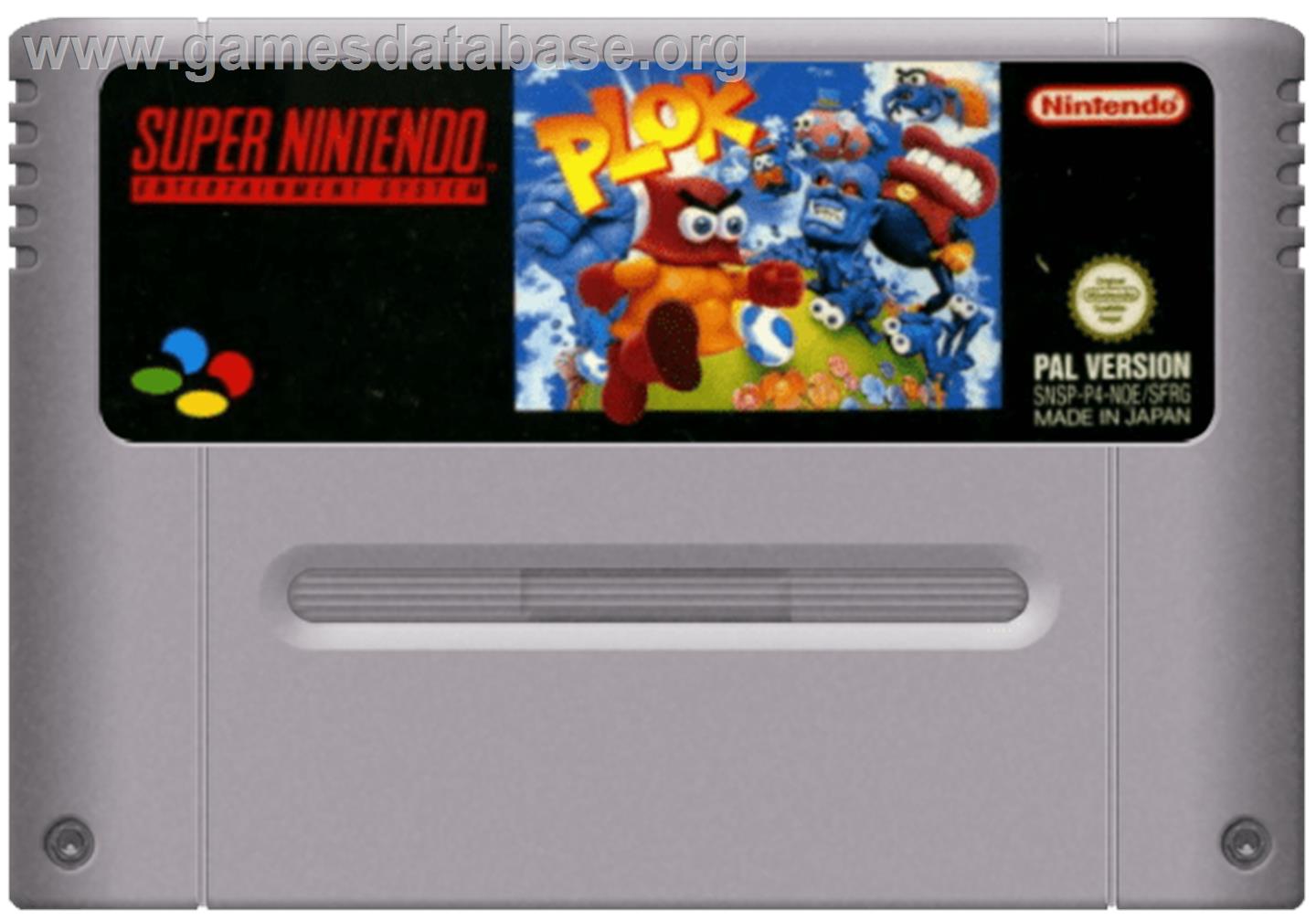 Plok - Nintendo SNES - Artwork - Cartridge