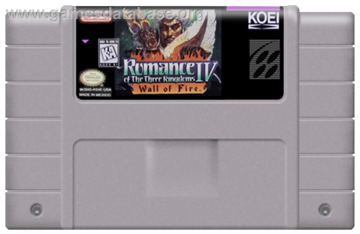 Romance of the Three Kingdoms IV: Wall of Fire - Nintendo SNES - Artwork - Cartridge