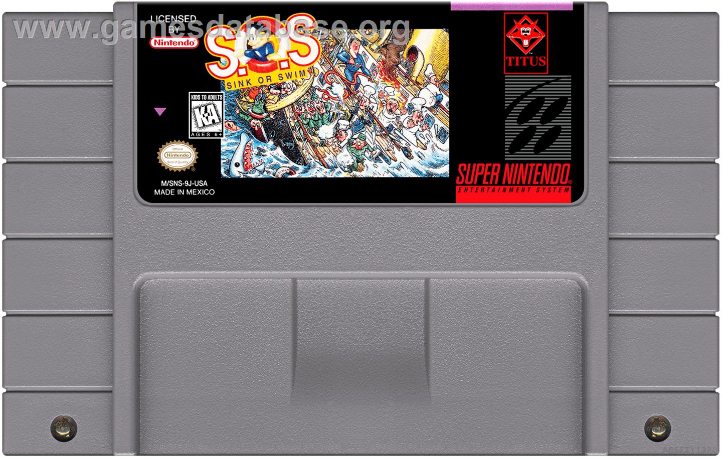 S.o.s. - Sink Or Swim - Nintendo SNES - Artwork - Cartridge