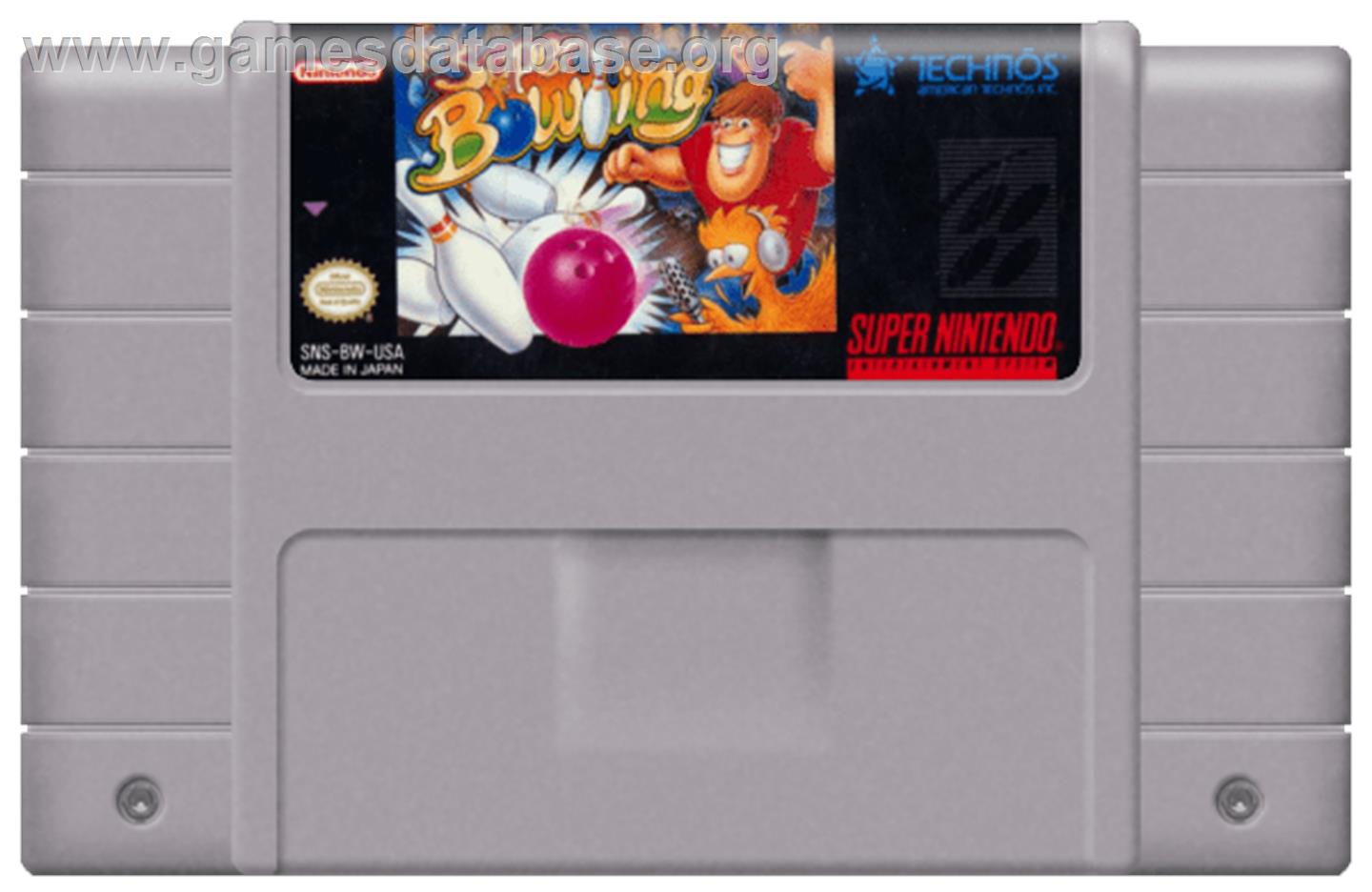 Super Bowling - Nintendo SNES - Artwork - Cartridge