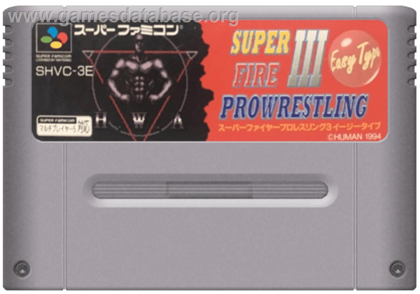 Super Fire Pro Wrestling 3 - Easy Type - Nintendo SNES - Artwork - Cartridge