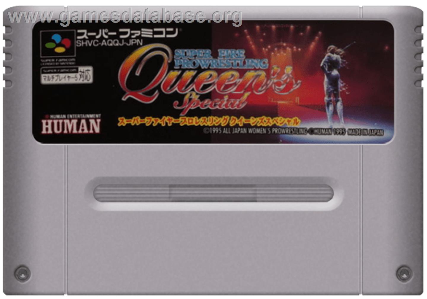 Super Fire Pro Wrestling Queen's Special - Nintendo SNES - Artwork - Cartridge