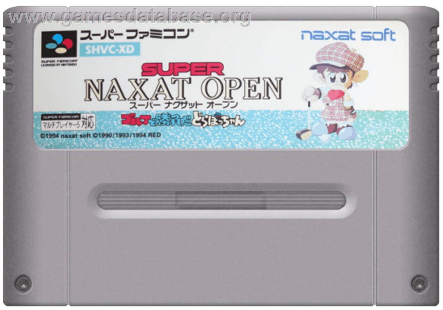 Super Naxat Open - Golf De Shoubu Da Dorabocchan - Nintendo SNES - Artwork - Cartridge