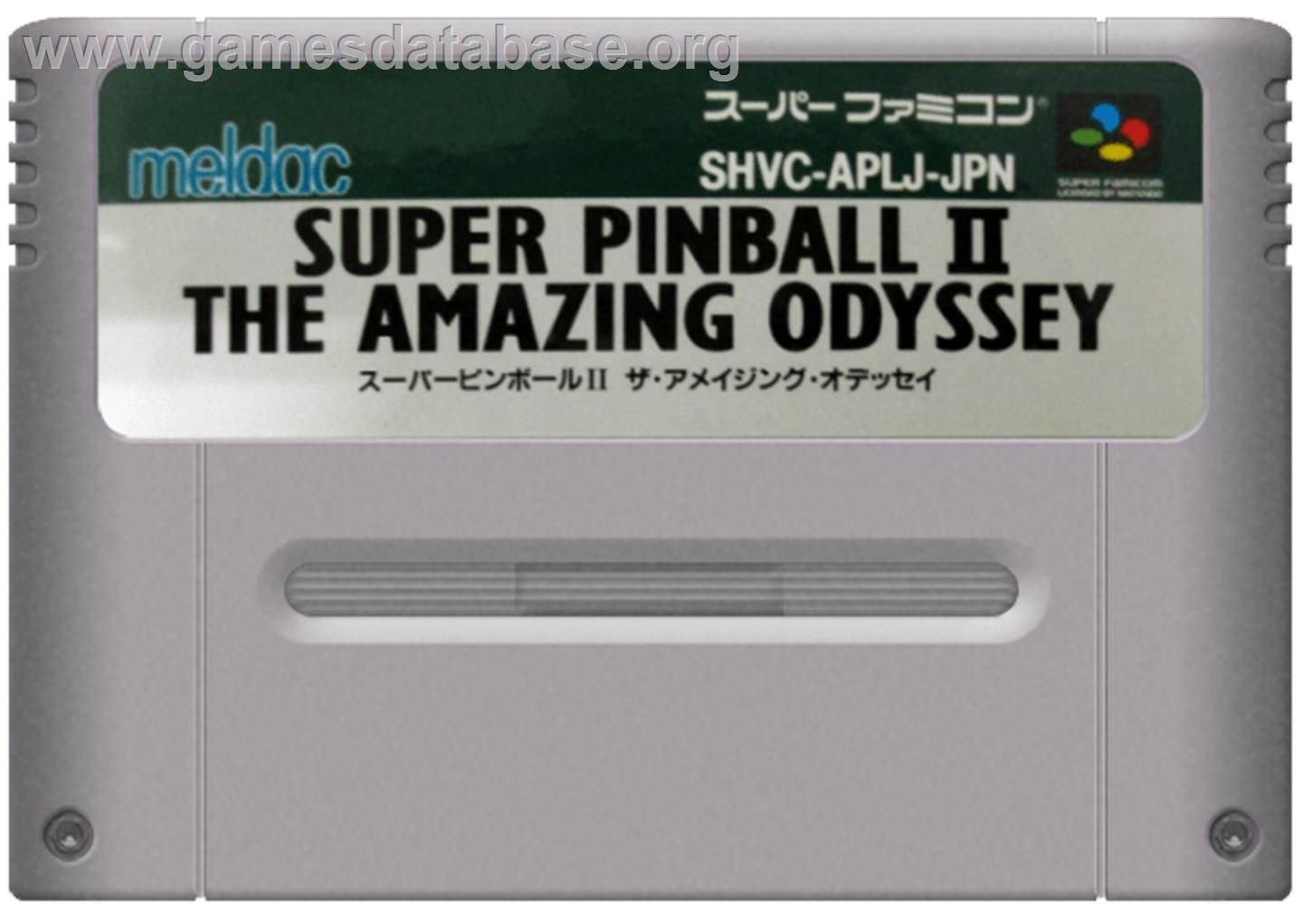Super Pinball II: The Amazing Odyssey - Nintendo SNES - Artwork - Cartridge