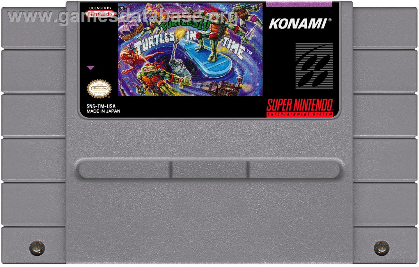 Teenage Mutant Ninja Turtles 4 - Turtles In Time - Nintendo SNES - Artwork - Cartridge
