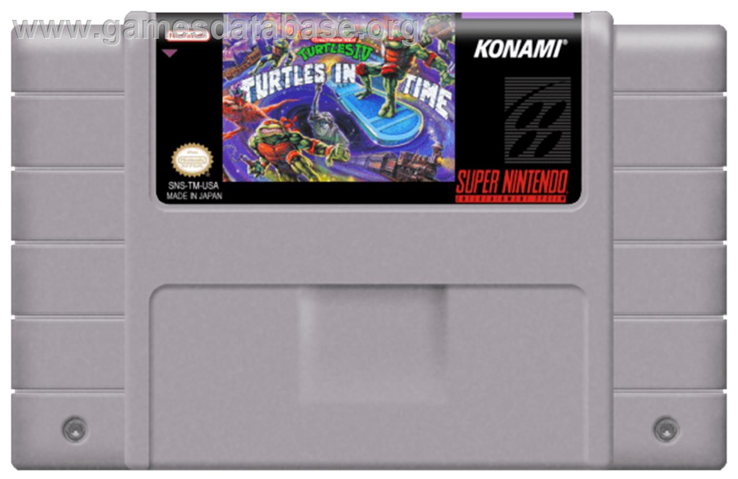 Teenage Mutant Ninja Turtles IV: Turtles in Time - Nintendo SNES - Artwork - Cartridge