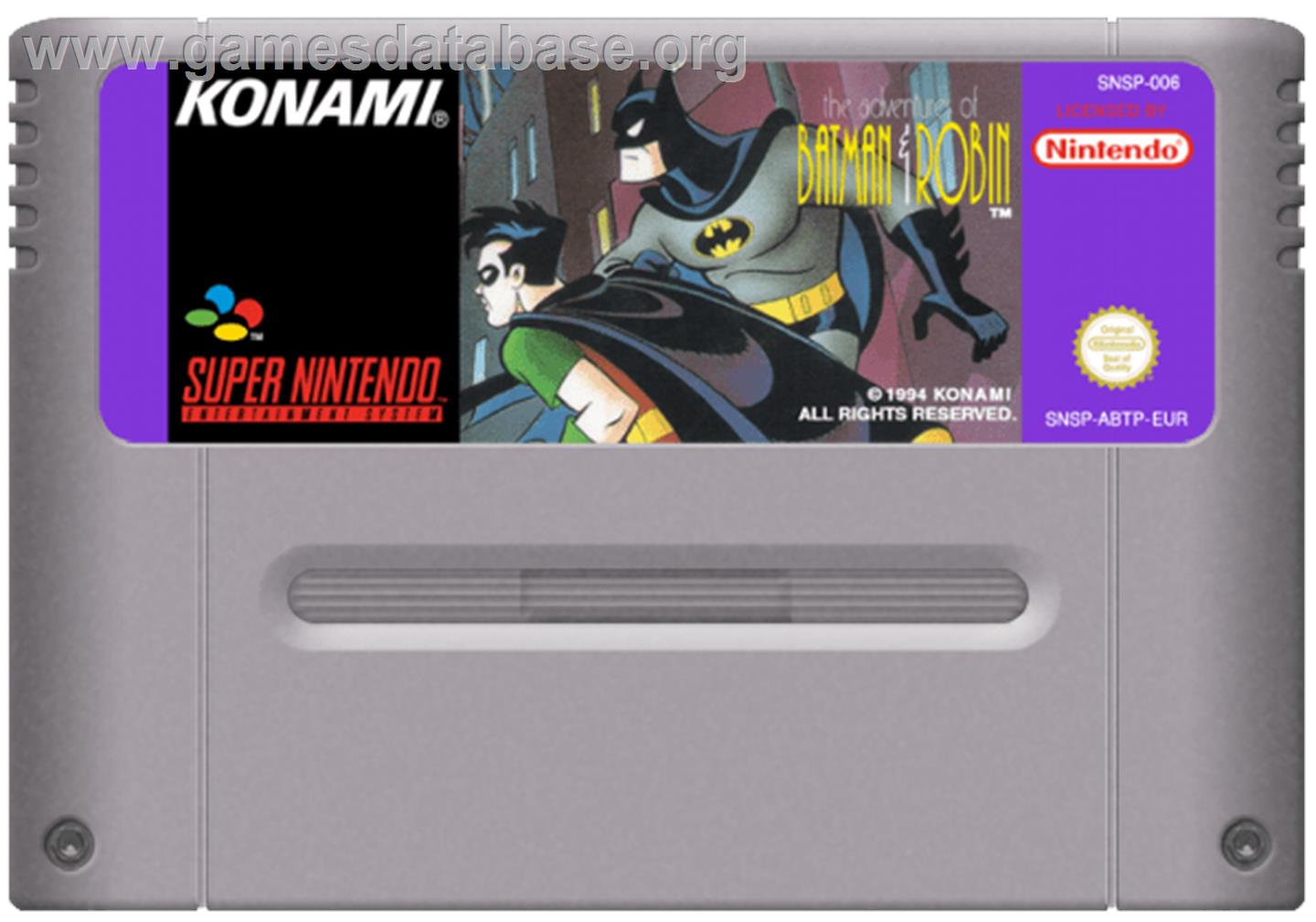 The Adventures of Batman and Robin - Nintendo SNES - Artwork - Cartridge
