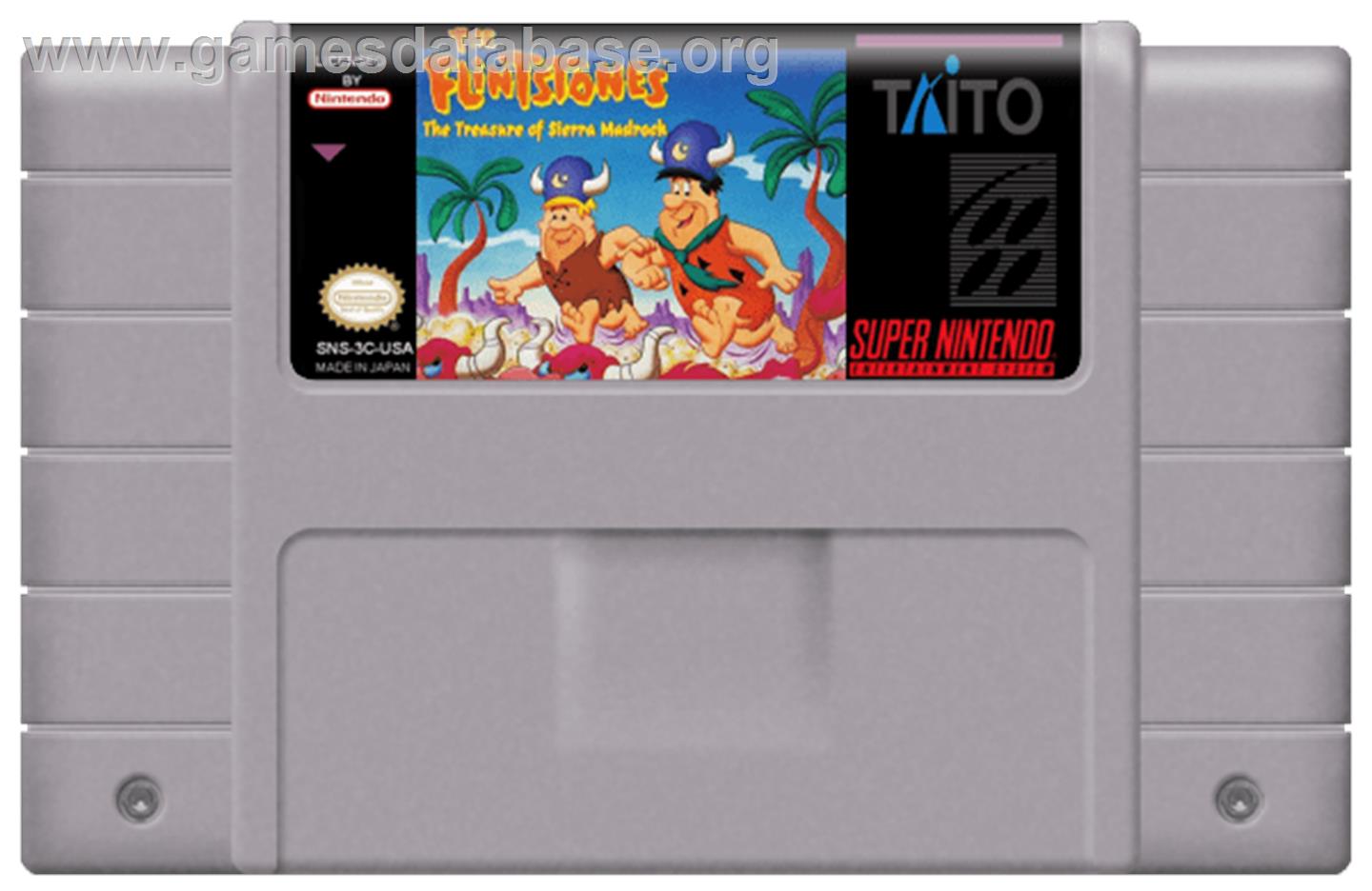 The Flintstones: The Treasure of Sierra Madrock - Nintendo SNES - Artwork - Cartridge