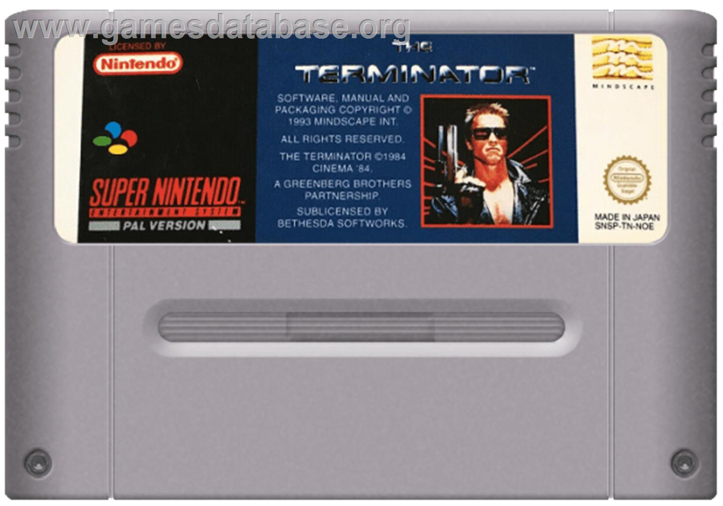 The Terminator - Nintendo SNES - Artwork - Cartridge