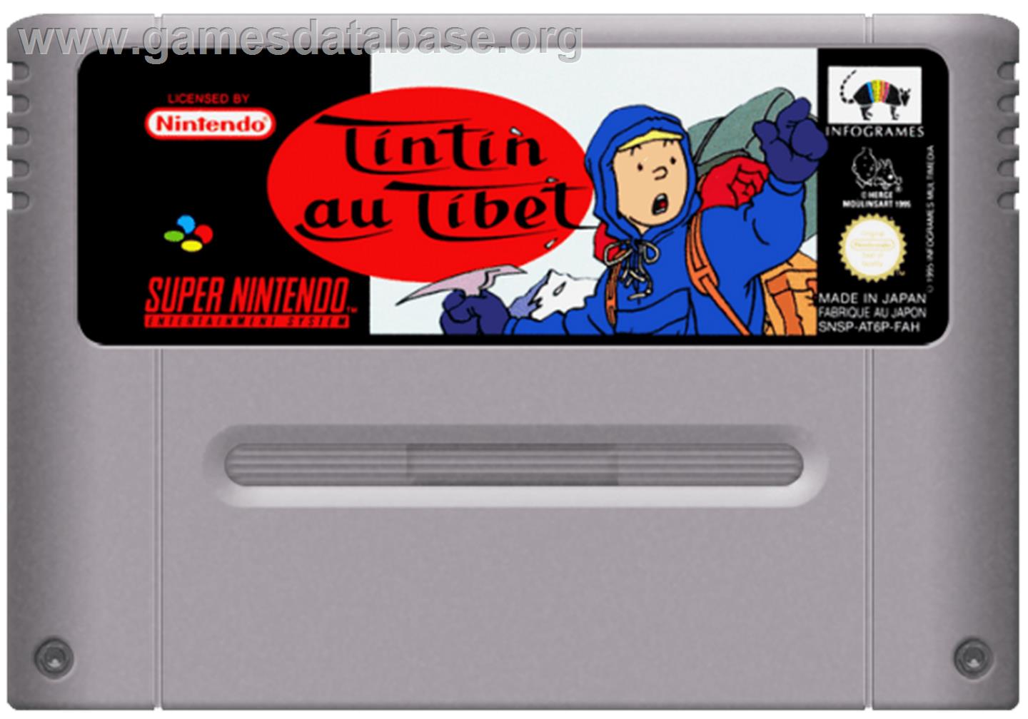 Tintin in Tibet - Nintendo SNES - Artwork - Cartridge
