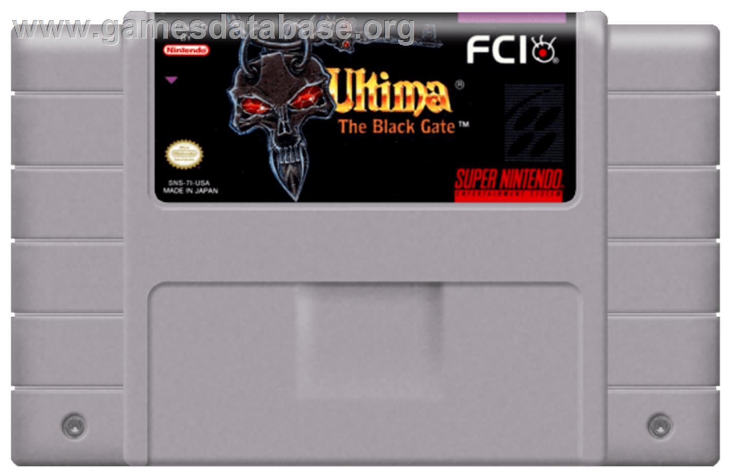 Ultima VII: The Black Gate - Nintendo SNES - Artwork - Cartridge