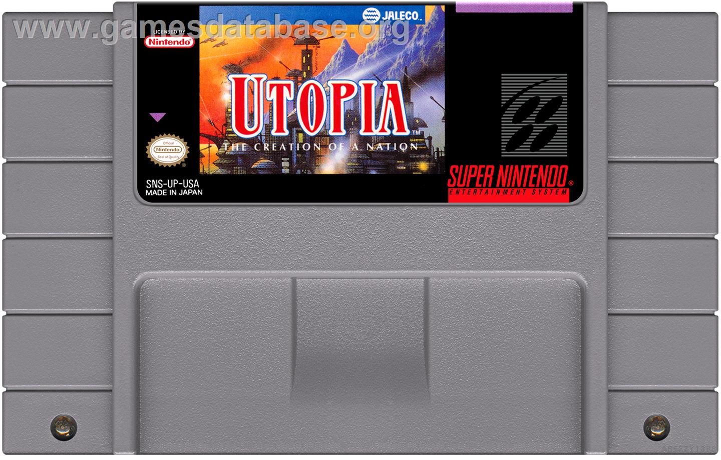 Utopia - The Creation Of A Nation - Nintendo SNES - Artwork - Cartridge