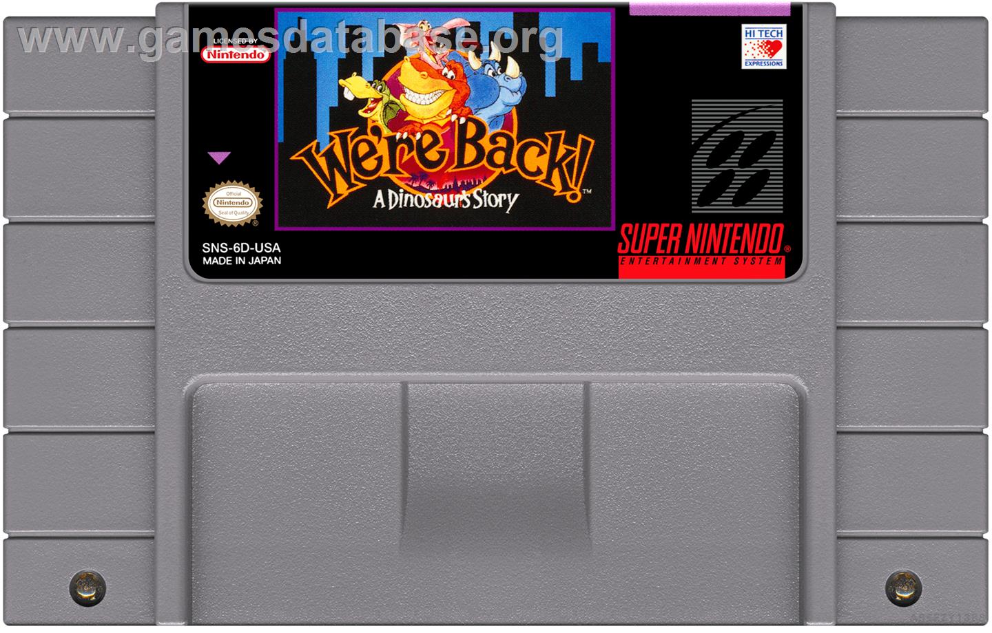 We're Back! - A Dinosaur's Story - Nintendo SNES - Artwork - Cartridge