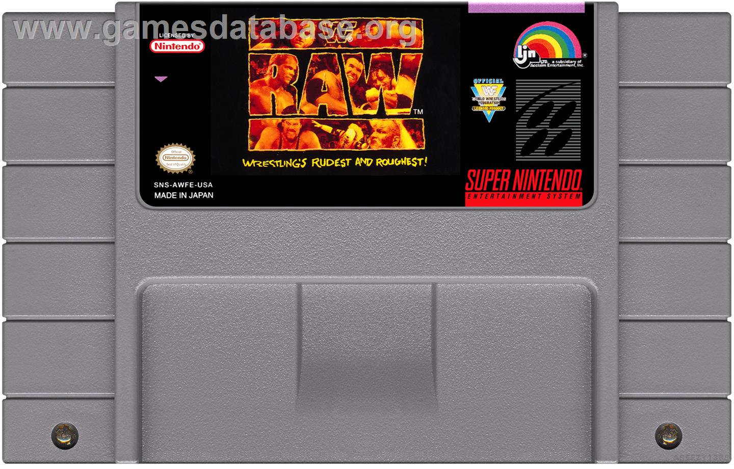 Wwf Raw - Nintendo SNES - Artwork - Cartridge