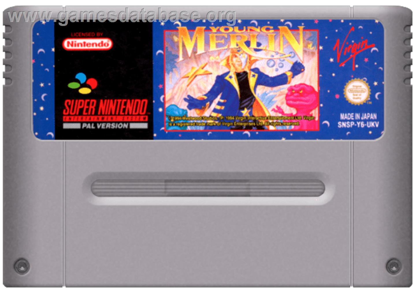 Young Merlin - Nintendo SNES - Artwork - Cartridge