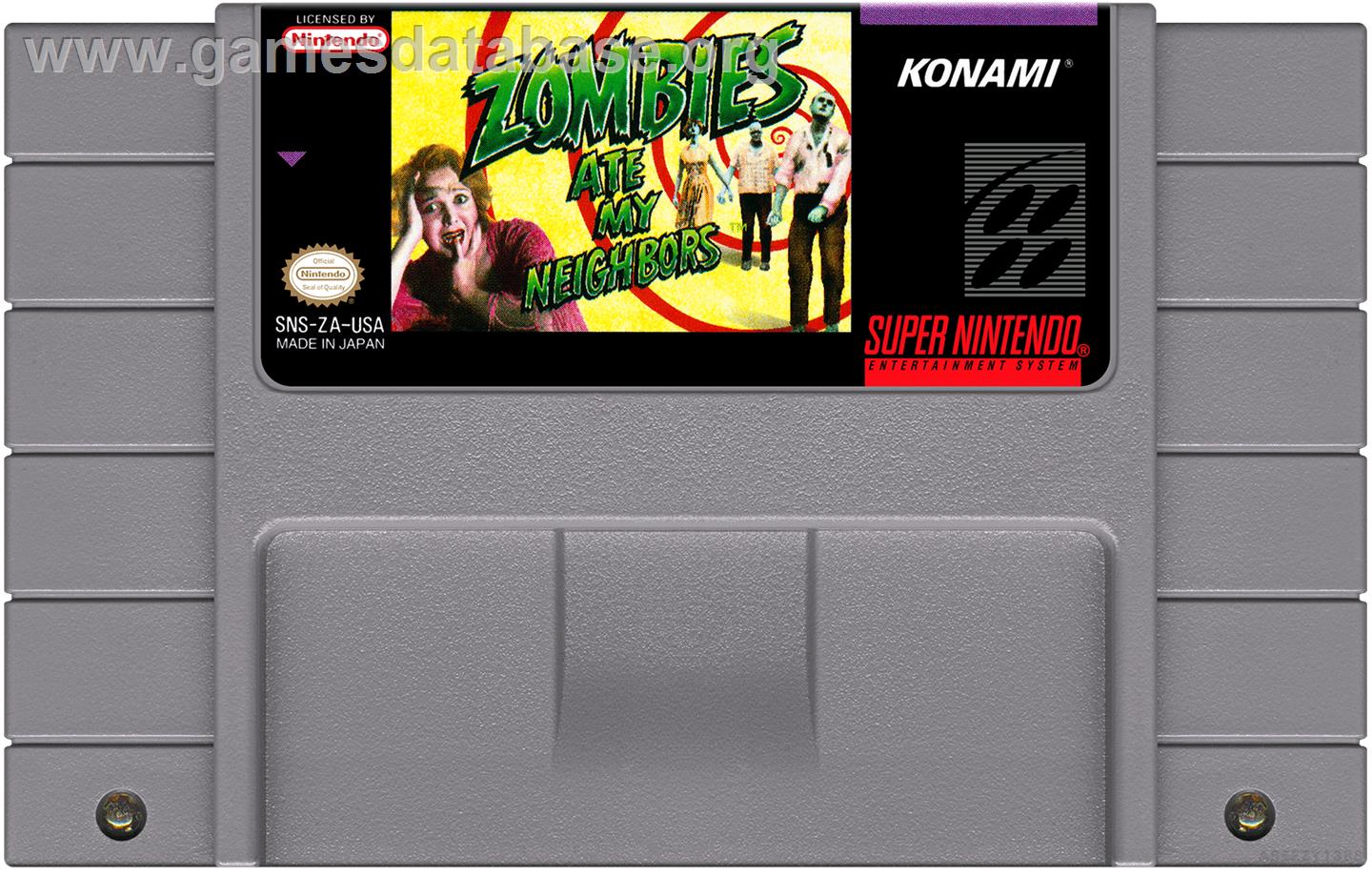 Zombies Ate My Neighbors - Nintendo SNES - Artwork - Cartridge