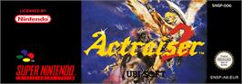 Top of cartridge artwork for ActRaiser 2: Chinmoku e no Seisen on the Nintendo SNES.