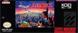 Top of cartridge artwork for Aerobiz on the Nintendo SNES.