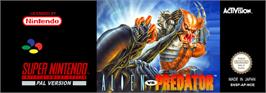 Top of cartridge artwork for Alien Vs. Predator on the Nintendo SNES.