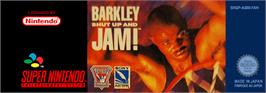 Top of cartridge artwork for Barkley: Shut Up and Jam! on the Nintendo SNES.