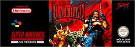 Top of cartridge artwork for Blackhawk on the Nintendo SNES.