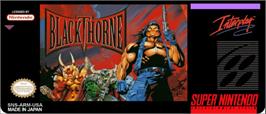 Top of cartridge artwork for Blackthorne on the Nintendo SNES.