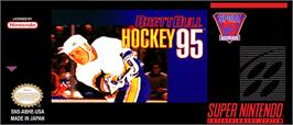 Top of cartridge artwork for Brett Hull Hockey 95 on the Nintendo SNES.
