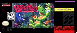 Top of cartridge artwork for Bronkie The Bronchiasaurus on the Nintendo SNES.