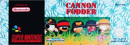 Top of cartridge artwork for Cannon Fodder on the Nintendo SNES.